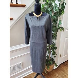 Mary Crafts Women's Gray Solid Rayon Square Neck Long Sleeve Long Maxi Dress 22